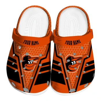 Baltimore Orioles Clogs - Custom Hexagon Shield Orange