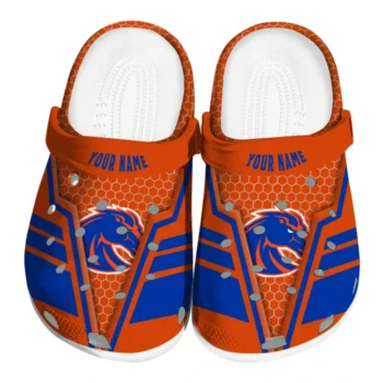 Boise State Broncos Clogs - Personalized Hexagon Shield Orange