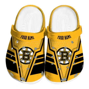 Boston Bruins Clog - Custom Hexagon Shield Gold