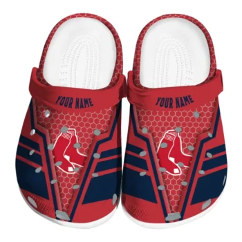 Boston Red Sox Clogs - Customized Hexagon Shield Red
