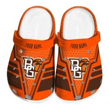 Bowling Green Falcons Clog - Personalized Hexagon Shield Orange