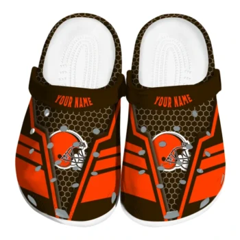 Cleveland Browns Clogs - Custom Hexagon Shield Brown