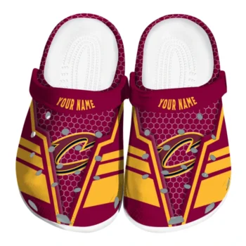 Cleveland Cavaliers Clogs - Custom Hexagon Shield Wine