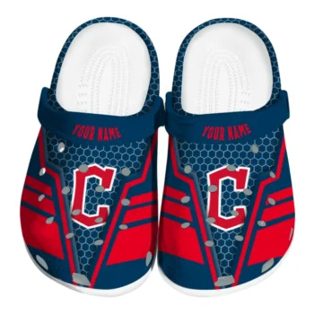 Cleveland Guardians Clogs - Personalized Hexagon Shield Navy Blue