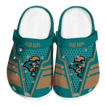 Coastal Carolina Chanticleers Clogs - Customized Hexagon Shield Green