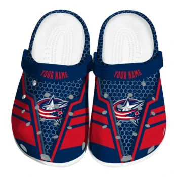 Columbus Blue Jackets Clog - Custom Hexagon Shield Navy Blue