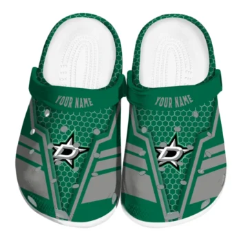 Dallas Stars Clogs - Customized Hexagon Shield Green