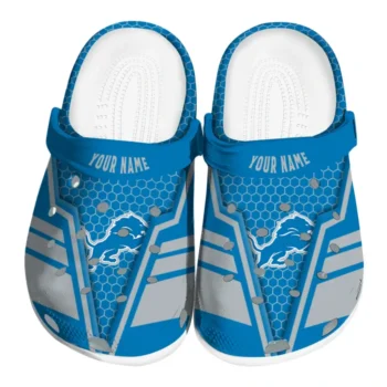 Detroit Lions Clogs - Custom Hexagon Shield Blue