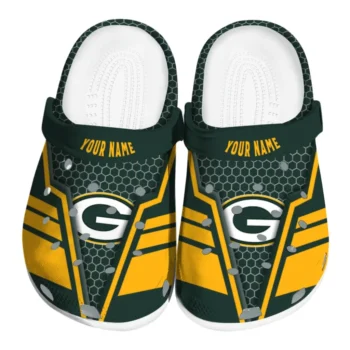 Green Bay Packers Clogs - Customized Hexagon Shield Green
