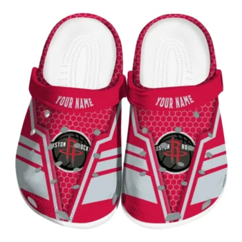 Houston Rockets Clog - Personalized Hexagon Shield Red