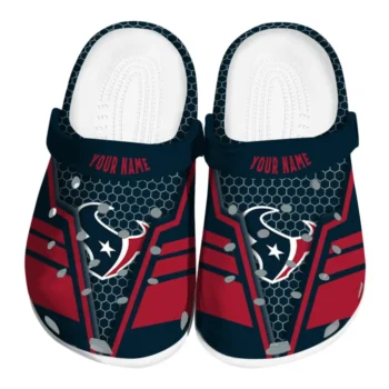 Houston Texans Clogs - Personalized Hexagon Shield Blue
