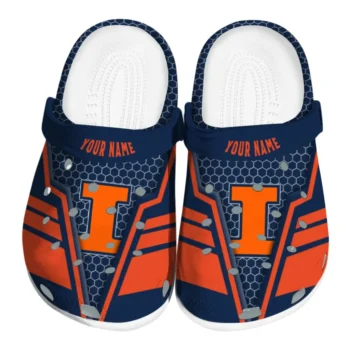Illinois Fighting Illini Clogs - Personalized Hexagon Shield Blue