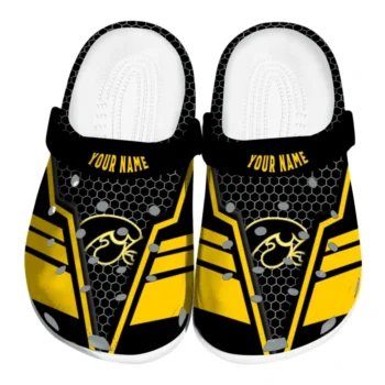 Iowa Hawkeyes Clog - Custom Hexagon Shield Black