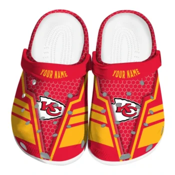 Kansas City Chiefs Clogs - Personalized Hexagon Shield Red