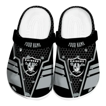 Las Vegas Raiders Clogs - Custom Hexagon Shield Black