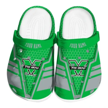 Marshall Thundering Herd Clogs - Personalized Hexagon Shield Green