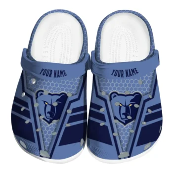 Memphis Grizzlies Clogs - Personalized Hexagon Shield Blue