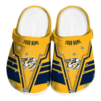 Nashville Predators Clogs - Personalized Hexagon Shield Gold