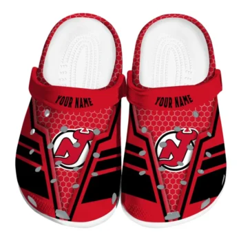 New Jersey Devils Clog - Custom Hexagon Shield Red