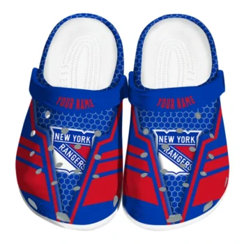 New York Rangers Clog - Personalized Hexagon Shield Blue