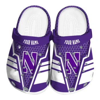Northwestern Wildcats Clog - Custom Hexagon Shield Purple