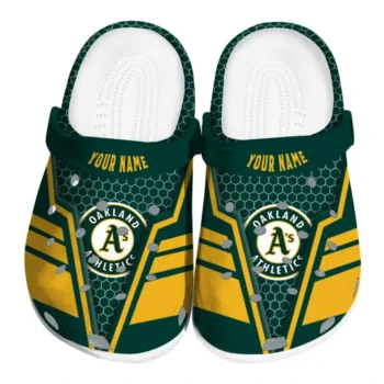 Oakland Athletics Clogs - Personalized Hexagon Shield Green