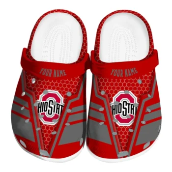 Ohio State Buckeyes Clogs - Personalized Hexagon Shield Scarlet