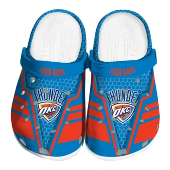 Oklahoma City Thunder Clogs - Personalized Hexagon Shield Blue