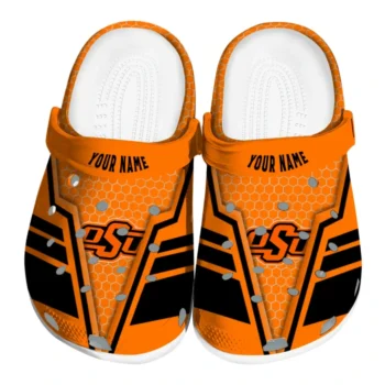 Oklahoma State Cowboys Clogs - Customized Hexagon Shield Orange