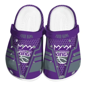 Sacramento Kings Clogs - Custom Hexagon Shield Purple