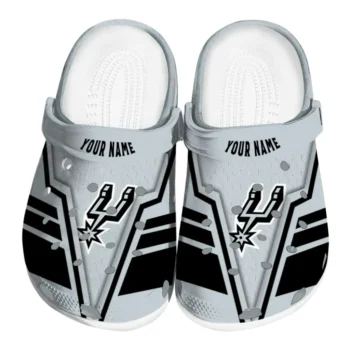 San Antonio Spurs Clogs - Customized Hexagon Shield Silver