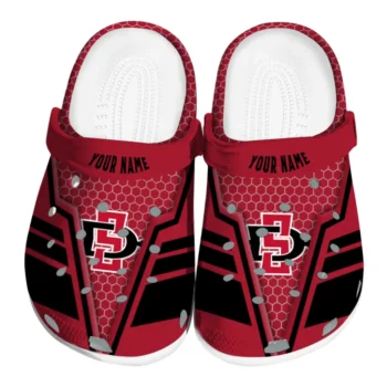 San Diego State Aztecs Clogs - Personalized Hexagon Shield Red