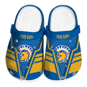 San Jose State Spartans Clogs - Customized Hexagon Shield Blue