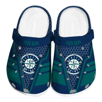 Seattle Mariners Clog - Customized Hexagon Shield Navy Blue
