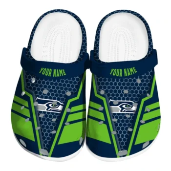 Seattle Seahawks Clog - Custom Hexagon Shield Blue