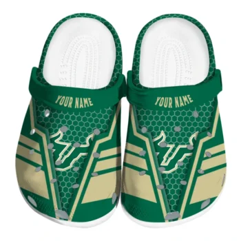 South Florida Bulls Clogs - Customized Hexagon Shield Green