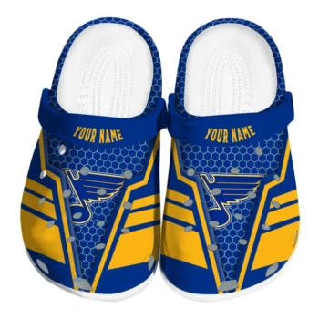 St. Louis Blues Clogs - Personalized Hexagon Shield Blue