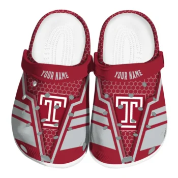 Temple Owls Clog - Personalized Hexagon Shield Red