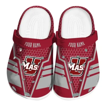 UMass Minutemen Clogs - Personalized Hexagon Shield Red