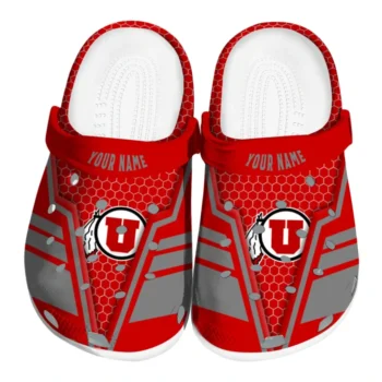Utah Utes Clog - Customized Hexagon Shield Red