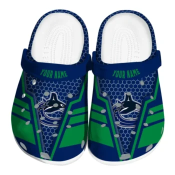 Vancouver Canucks Clogs - Personalized Hexagon Shield Blue