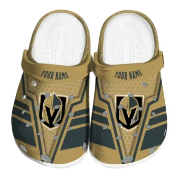 Vegas Golden Knights Clogs - Custom Hexagon Shield Tan