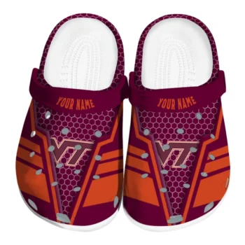 Virginia Tech Hokies Clog - Personalized Hexagon Shield Maroon