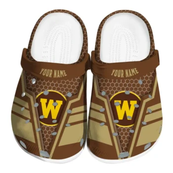 Western Michigan Broncos Clog - Customized Hexagon Shield Brown