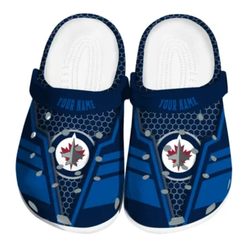 Winnipeg Jets Clogs - Personalized Hexagon Shield Blue