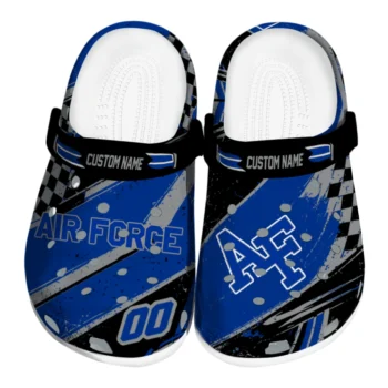 Air Force Falcons Clogs - Customized Checkered Streaks Blue Black