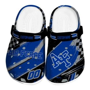 Air Force Falcons Clogs - Customized Checkered Streaks Blue Black