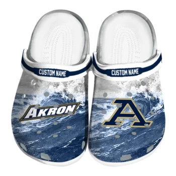 Akron Zips Clogs - Custom Wave Swirl Blue White
