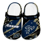Akron Zips Clogs – Custom Checkered Streaks Blue Black 1