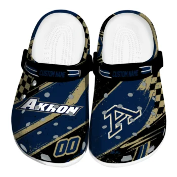 Akron Zips Clogs - Custom Checkered Streaks Blue Black